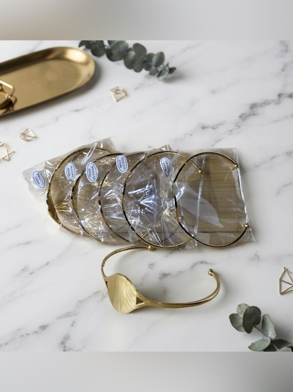 6 Pieces of Plunder Gold Metal Leaf Cuff Bracelet